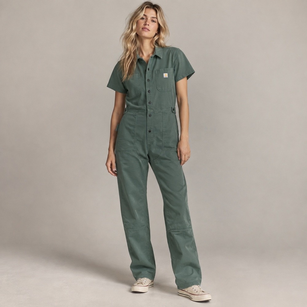 Carhartt Rugged Flex Short Sleeve Canvas Coverall Green Sz S NWT